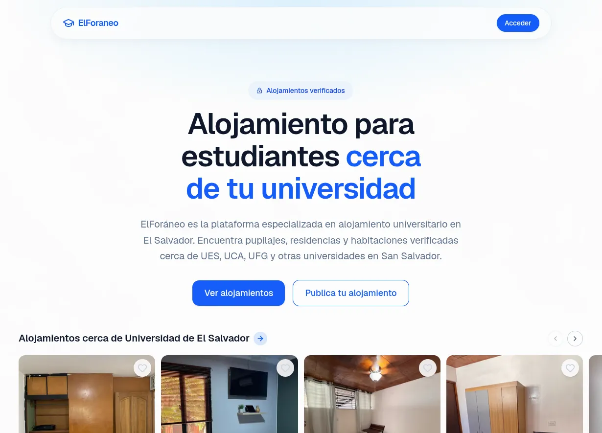 Captura de pantalla del proyecto ElForaneo